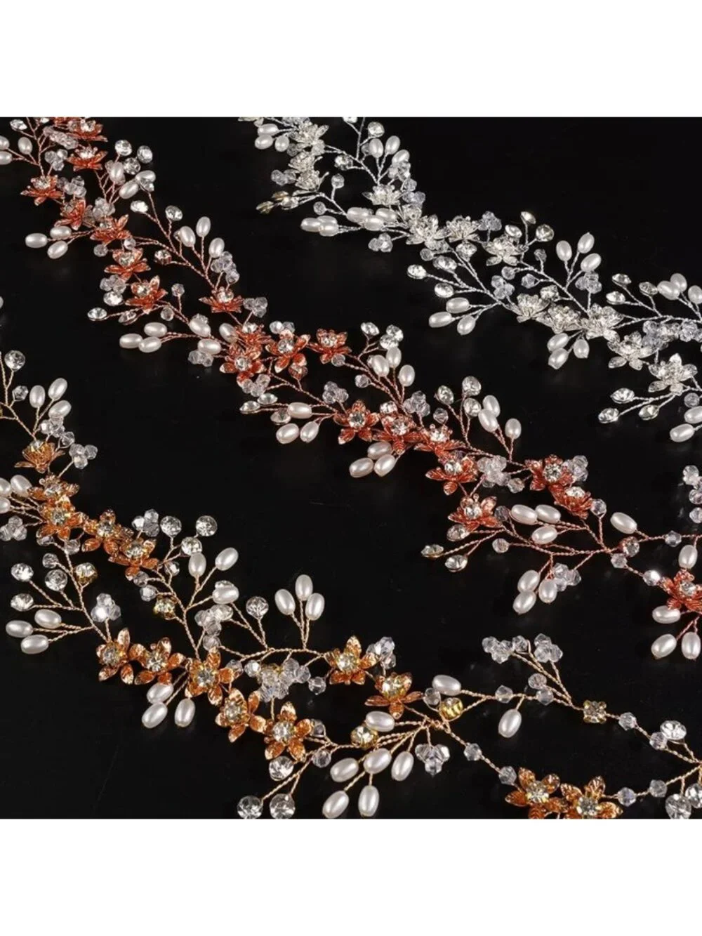 Vintage Crystal Flower Hair Vine - Bridal Pearl Rhinestone Headband for Weddings